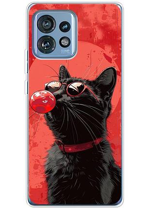 Чехол силиконовый с картинкой на motorola edge 40 pro (стильный котик)