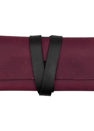 Персонализированный кожаный органайзер для usb кабеля, проводов, зарядного устройства бордо