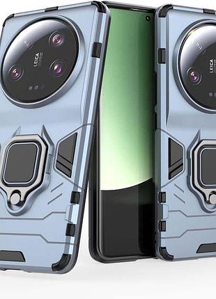 Чехол fiji ring для xiaomi 13 ultra бронированный бампер с кольцом подставкой темно-синий