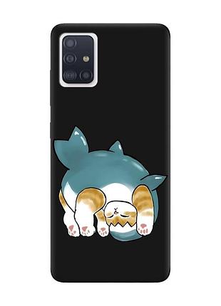Матовий чорний чохол на samsung galaxy a71 / a715 :: котик акула (принт 378)