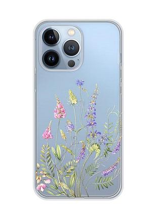 Прозрачный чехол на apple iphone 13 pro :: цветочная идиллия (принт 382)