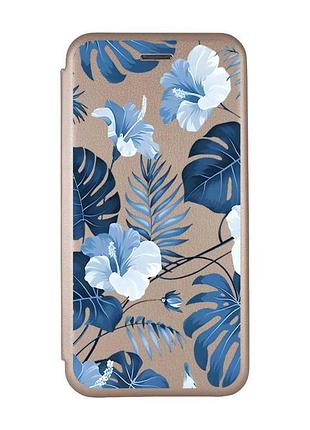 Чехол-книжка с рисунком для samsung galaxy a24 золотой :: тропики (принт 373)