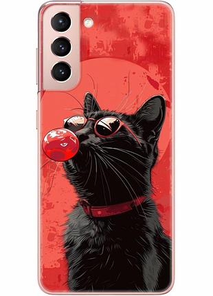 Чехол силиконовый с картинкой на samsung galaxy s21 (g991) (стильный котик)