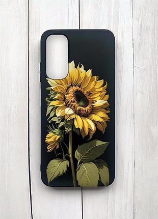 Матовий чохол на samsung galaxy a05s (a057) чорний :: соняшник (принт 274)