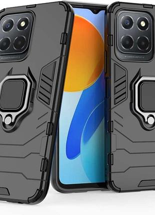 Чехол fiji ring для honor x6 / honor 70 lite бронированный бампер с кольцом подставкой черный