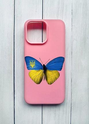Матовий чохол на iphone 15 pro max рожевий :: метелик україна (принт 255)