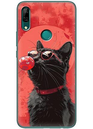 Чехол силиконовый с картинкой на huawei p smart z (стильный котик)