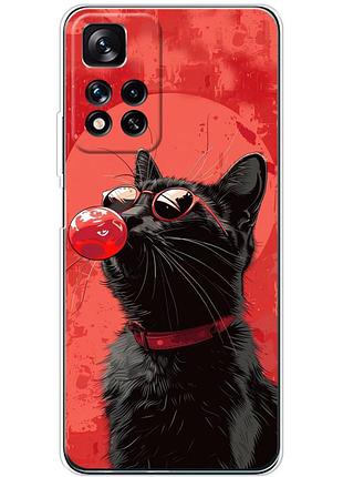 Чохол силіконовий з картинкою на xiaomi redmi note 11 pro plus 5g (стильний котик)