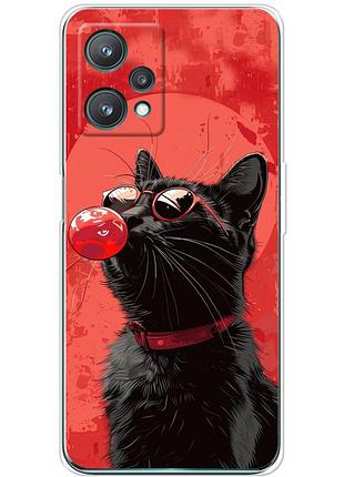 Чехол силиконовый с картинкой на realme 9 pro (стильный котик)