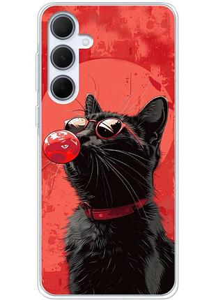 Чехол силиконовый с картинкой на samsung galaxy a35 5g (a356) (стильный котик)