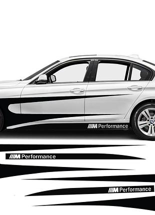 Вінілові наклейки на авто " смуги bmw m performans " 49х230 см