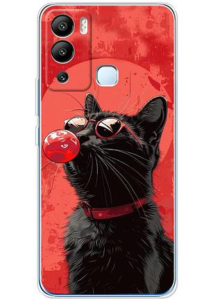 Чехол силиконовый с картинкой на infinix hot 12i (стильный котик)