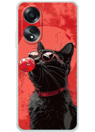 Чехол силиконовый с картинкой на oppo a58 4g (стильный котик)