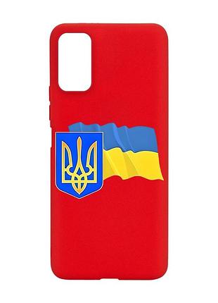 Матовий червоний чохол на xiaomi redmi note 11 4g :: тризуб і прапор україни (принт 384)
