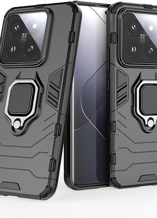 Чехол fiji ring для xiaomi 14 pro бронированный бампер с кольцом подставкой черный