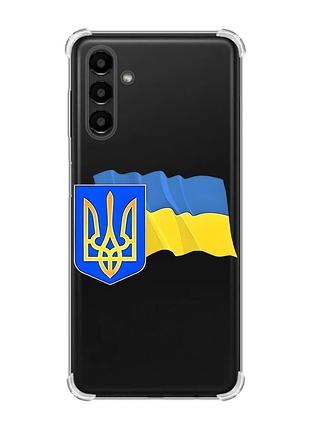 Чехол с утолщёнными углами для samsung galaxy a04s/a13 5g :: тризуб и флаг украины (принт 384)