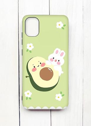 Матовый чехол с черными боками на samsung galaxy a05 (a055) :: авокадо и зайчонок (принт 311)