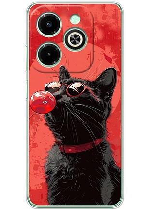Чехол силиконовый с картинкой на infinix hot 40i (стильный котик)