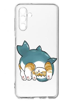 Прозрачный чехол на samsung a04s/a13 5g :: котенок акула (принт 378)