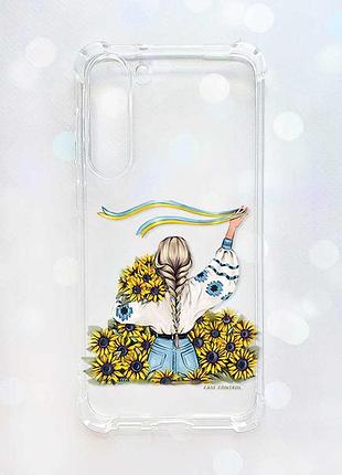 Чехол с утолщёнными углами на samsung galaxy s23 plus :: девушка с лентой (принт 25)