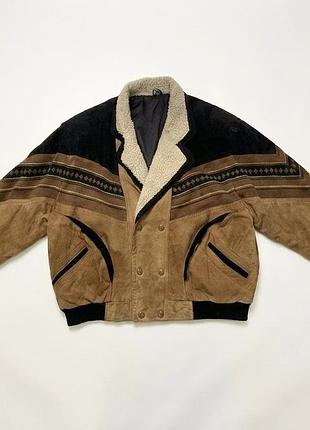 Vintage size xl navajo aztec crazy pattern suede leather jacket 80s 90s вінтажний бомбер розмір хл замша мужской замшевый бомбер размер хл