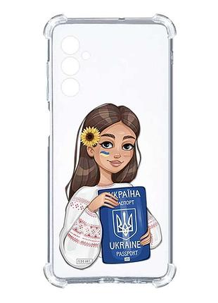 Чохол з потовщеними кутами на samsung galaxy s24 :: дівчина з паспортом (принт 12)