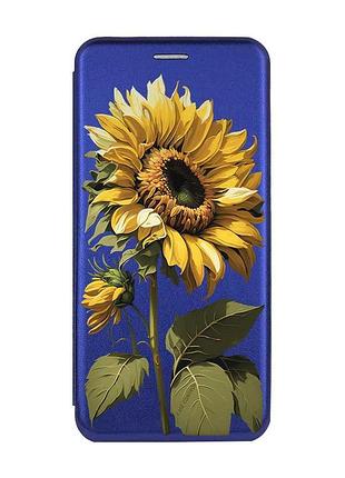 Чехол-книжка с рисунком для xiaomi redmi 13c/poco c65 синий :: подсолнечник (принт 274)