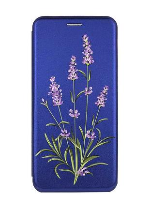 Чехол-книжка с рисунком для samsung galaxy a24 (a245) синий :: веточки лаванды (принт 266)