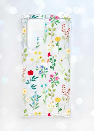 Чохол з потовщеними кутами на samsung galaxy s22 ultra :: квітковий фон (принт 269)