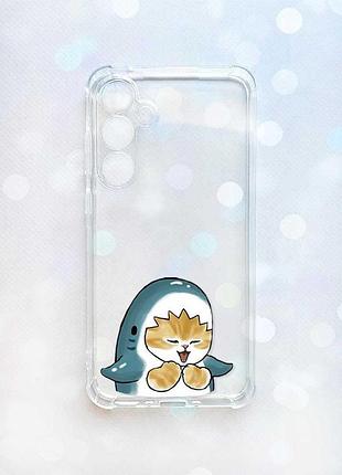 Чехол с утолщенными углами на samsung galaxy a35 (a356) :: котёнок акула (принт 376)