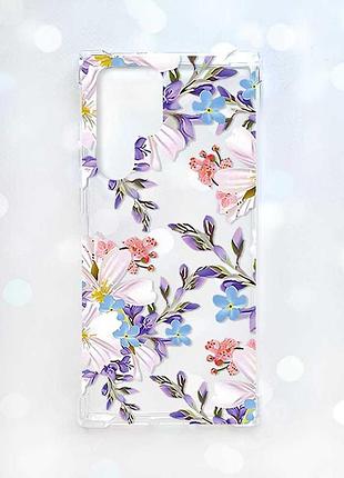 Чохол з потовщеними кутами на samsung galaxy s22 ultra :: квітковий малюнок (принт 272)