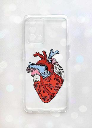 Прозрачный чехол на oppo a74 4g/a95 4g/f19/reno 6 lite :: сердце анатомическое (принт 250)