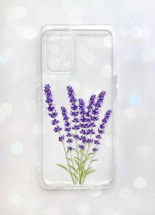 Прозорий чохол на oppo a74 4g/a95 4g/f19/reno 6 lite :: лаванда (принт 28)