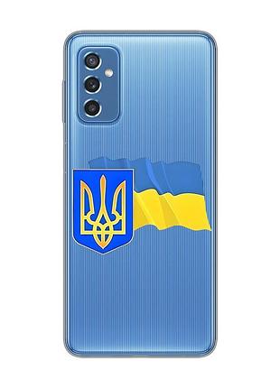 Прозрачный чехол на samsung galaxy m52 :: тризуб и флаг украины (принт 384)