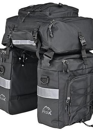 Велосумка на багажник prox montana 728 17l+31l, черный (a-sp-0278)