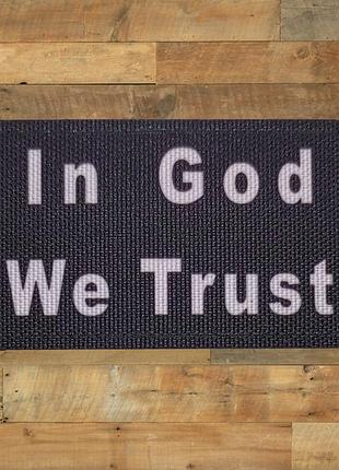 Шеврон in god we trust, 8х5, на черном, на липучке( велкро), патч печатный