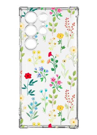 Чохол з потовщеними кутами на samsung galaxy s24 ultra :: квітковий фон (принт 269)