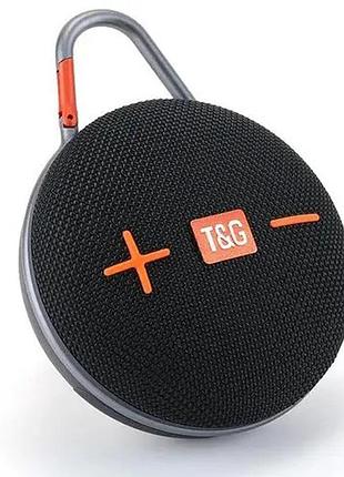 Портативная аккумуляторная bluetooth колонка, fm radio, aux, micro-sd, usb с карабином t&g tg-648 (5w) black