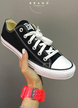 Жіночі та підліткові класичні низькі чорні кеди конверс converse all star black 36-41р.