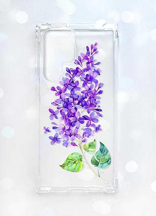 Чохол з потовщеними кутами на samsung galaxy s22 ultra :: гілочка бузку (принт 280)