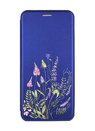 Чехол-книжка с рисунком для samsung galaxy a14 5g синий :: цветочная идиллия (принт 382)