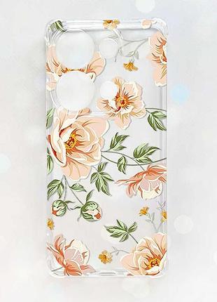 Чехол с утолщёнными углами на xiaomi redmi note 13 pro 4g :: цветы пастельные (принт 277)