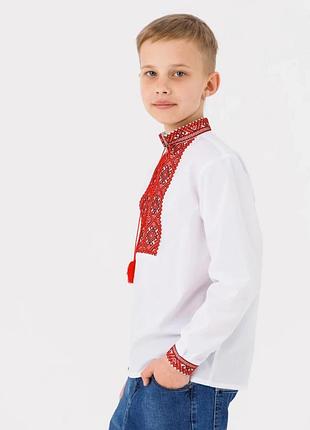 Вишиванка для хлопчика з червоним орнаментом 122