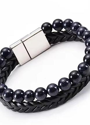 Браслет из эко-кожи с натуральным камнем energy bead. р.18.5-19.5 18.5