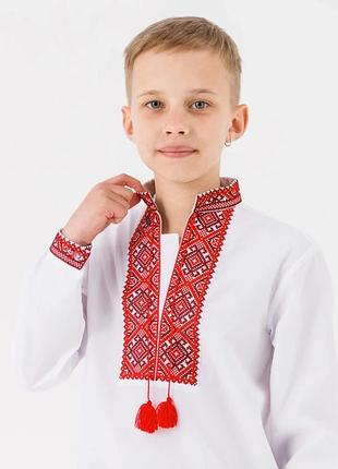 Вишиванка для хлопчика з червоним орнаментом 128