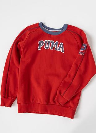 Вінтажний світшот puma у яскравому, червоному кольорі — стильна та універсальна річ у спортивному стилі. класичний крій з круглою горловиною (