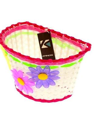 Корзина kands flower на руль, розовая с белым (bs10-007)