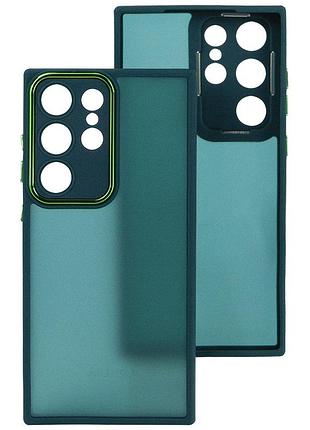 Чехол fiji lens для samsung galaxy s24 ultra (s928) бампер матовый с защитой блока камер dark green