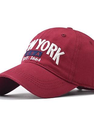 Бордовая бейсболка от narason из хлопка new york