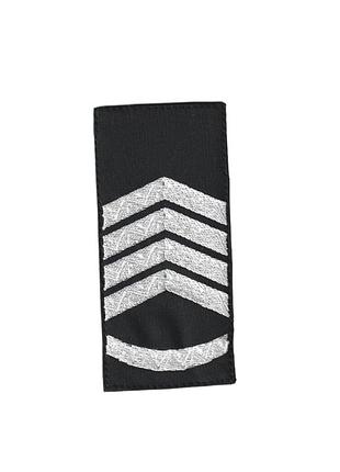 Погон главный сержант всу военный / армейский шеврон всу, белый цвет на черном. 10 см * 5 см